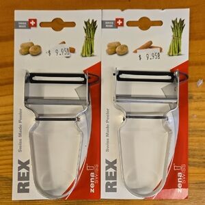 PACK OF 2 NIB Zena Rex Swiss Peelers with Black Handles